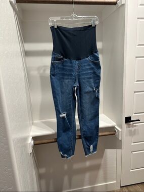 Indigo Poppy Maternity Skinny Jeans with Stretch Waist - Blue